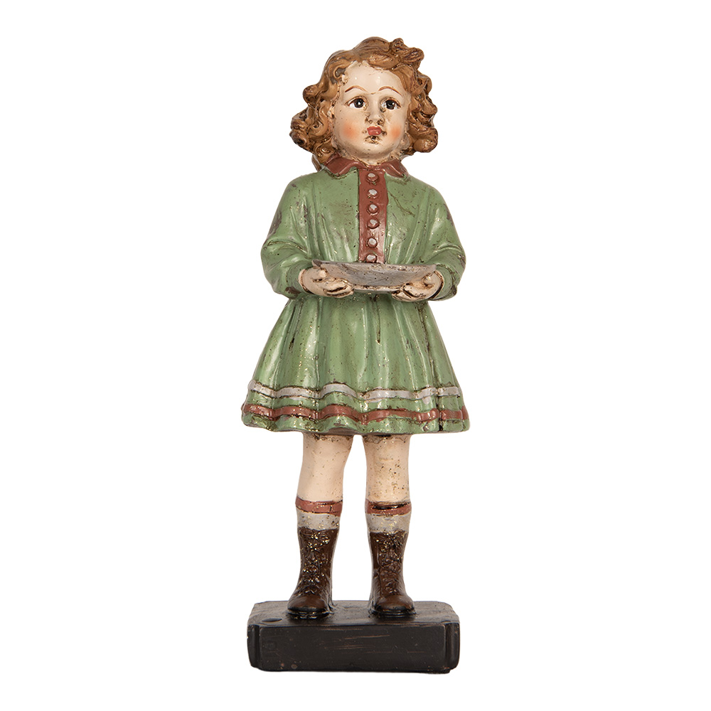 [6PR5557] Decorazione Bambino Verde Beige 9x8x21 cm