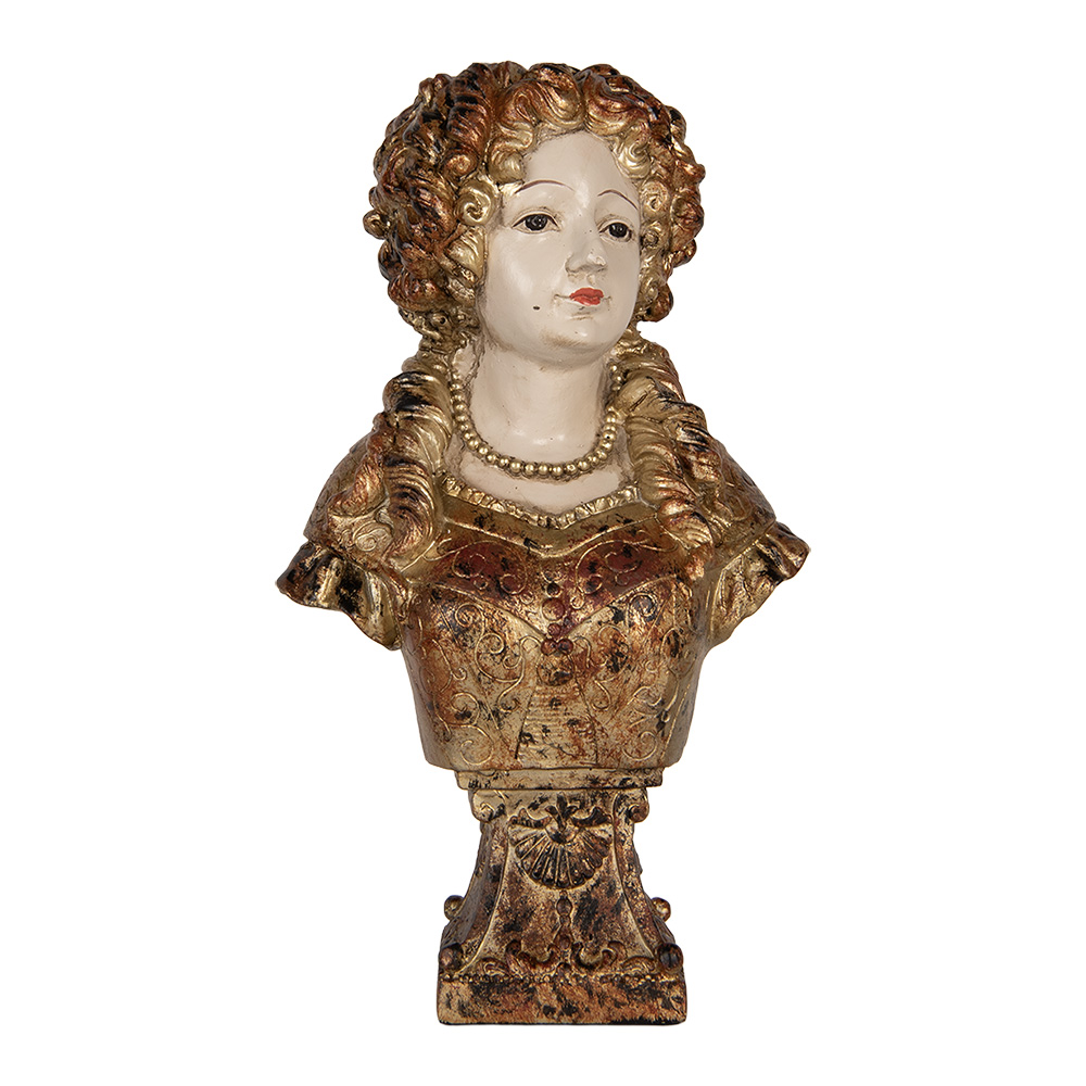 [6PR5563] Decorativa Busto Donna Beige Marrone 18x12x30 cm