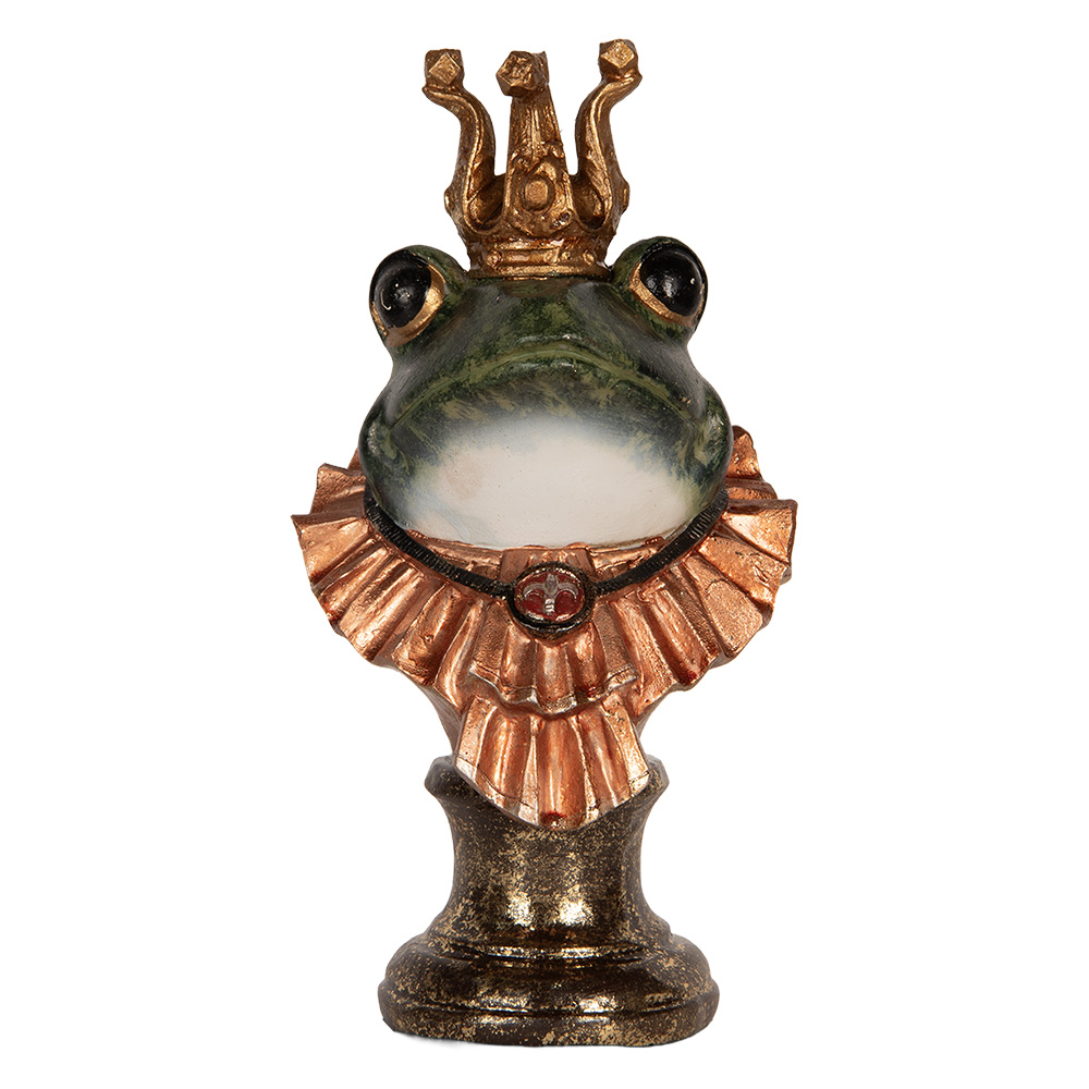 [6PR5566] Decoration Bust Frog Green Gold colored 12x11x22 cm