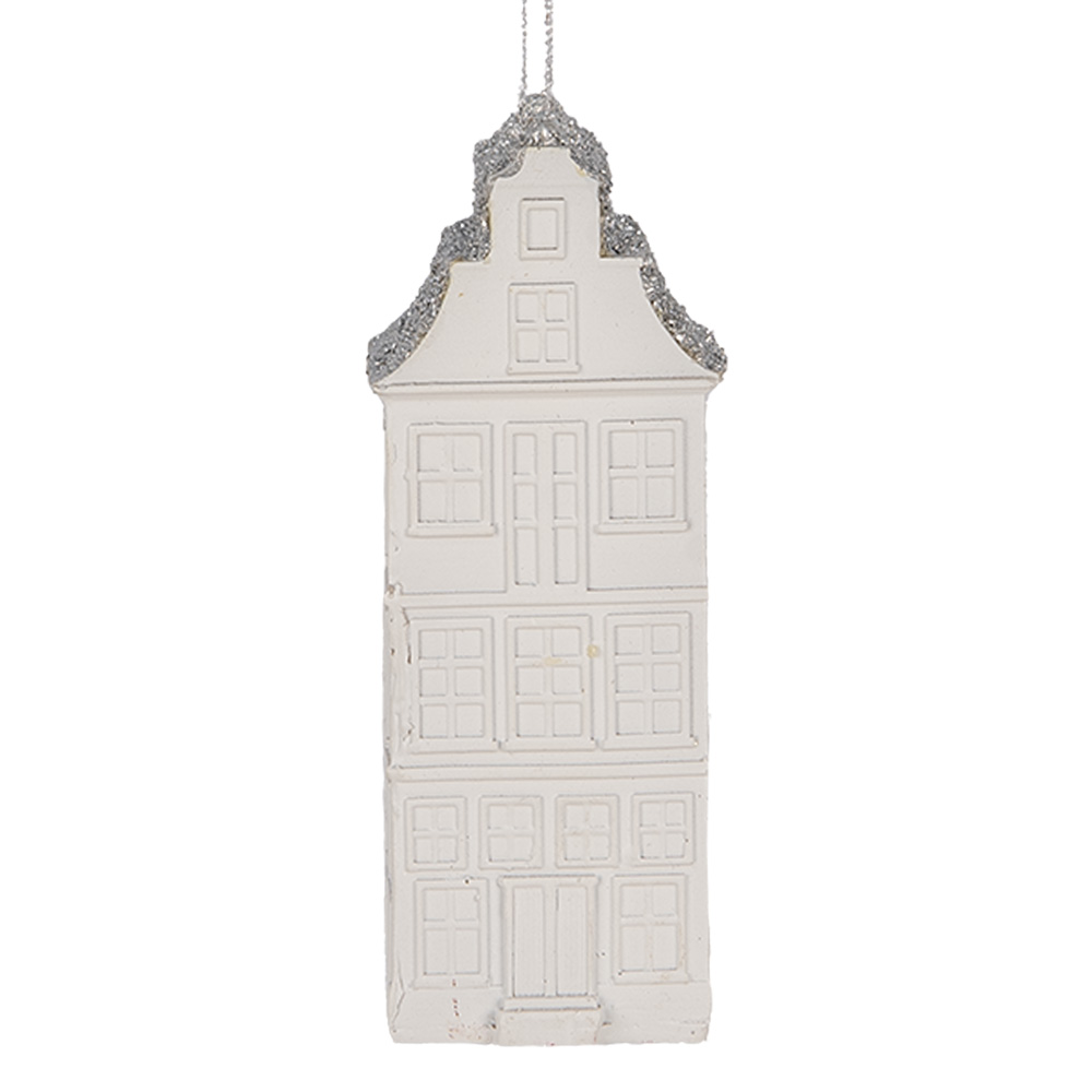 [6PR5610] Décoration pendante d'un Maison Blanc Couleur argent 4x4x11 cm