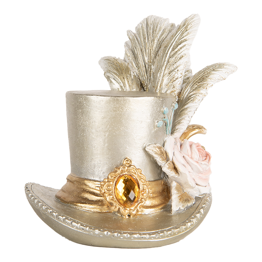 [6PR5639] Decoration Hat Silver colored 13x11x13 cm