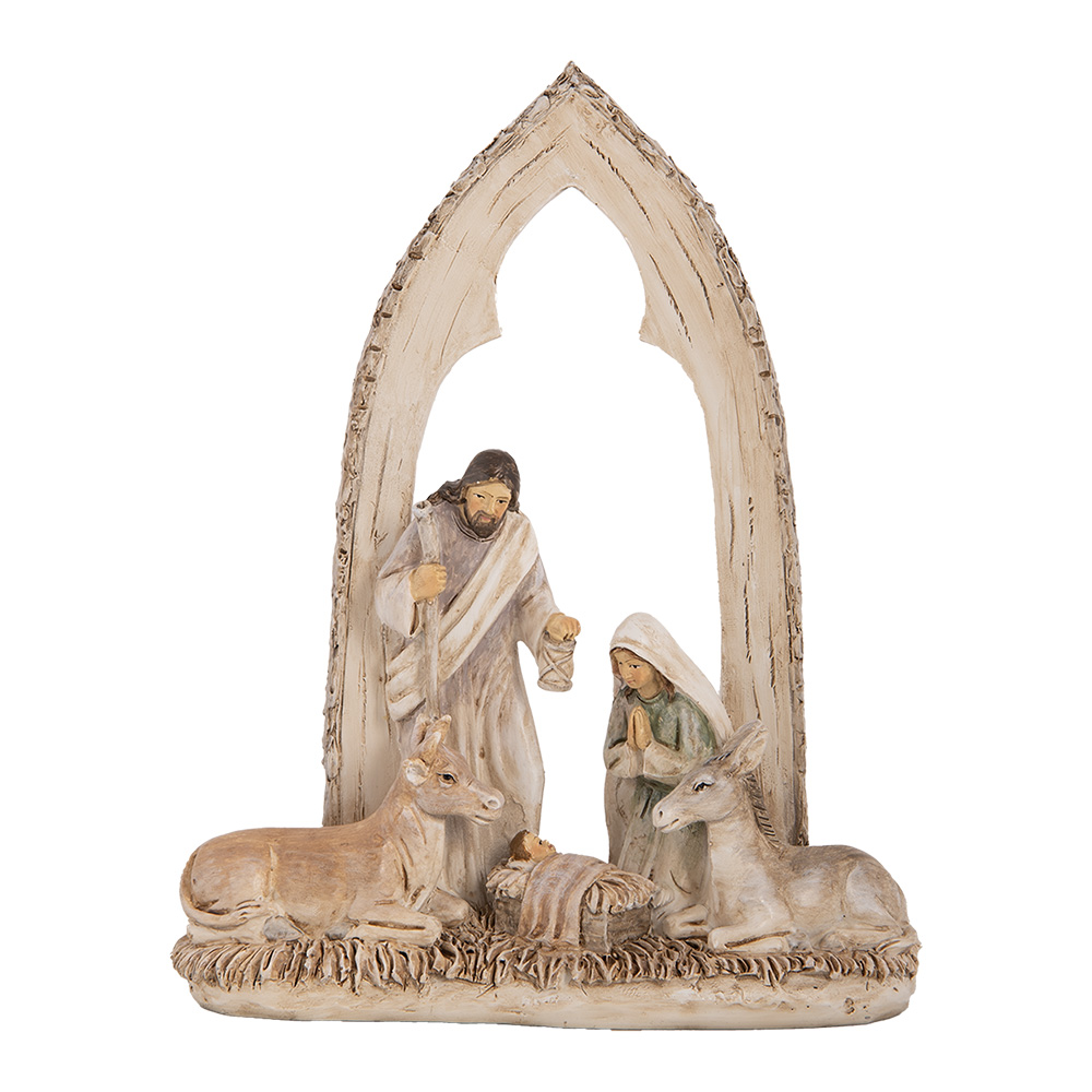 [6PR5645] Decorazione Natalizie Figure del presepe di Natale Beige Marrone 18x7x22 cm