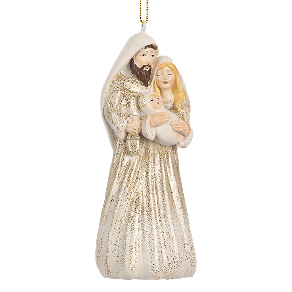 [6PR5649] Pendente decorativo Natalizie Figure del presepe di Natale Beige 5x4x11 cm
