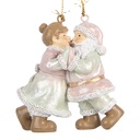 Décoration pendentif Père Noël avec Mère Noël Rose Vert 7x4x8 cm