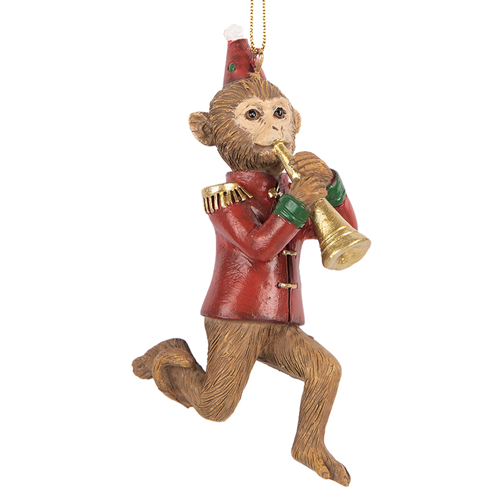 [6PR5666] Pendentif décoratif Singe Marron Rouge 7x3x11 cm