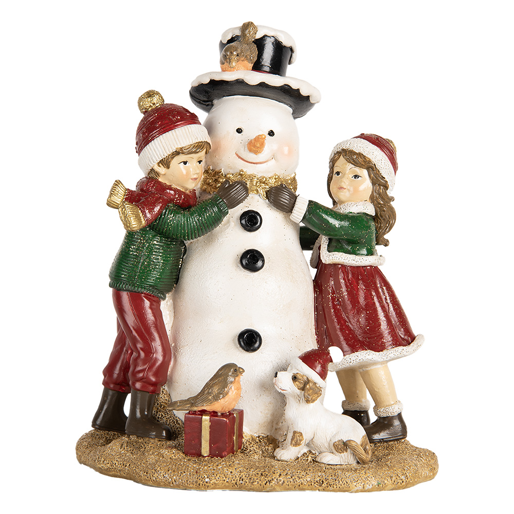 [6PR5679] Décoration de Noël Enfants avec Bonhomme de neige Rouge Blanc 13x10x16 cm