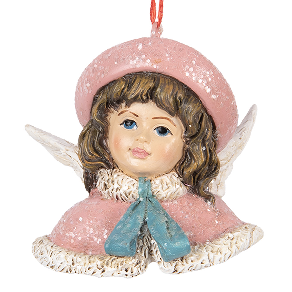 [6PR5706] Deko Anhänger Engel Rosa Beige 8x7x7 cm