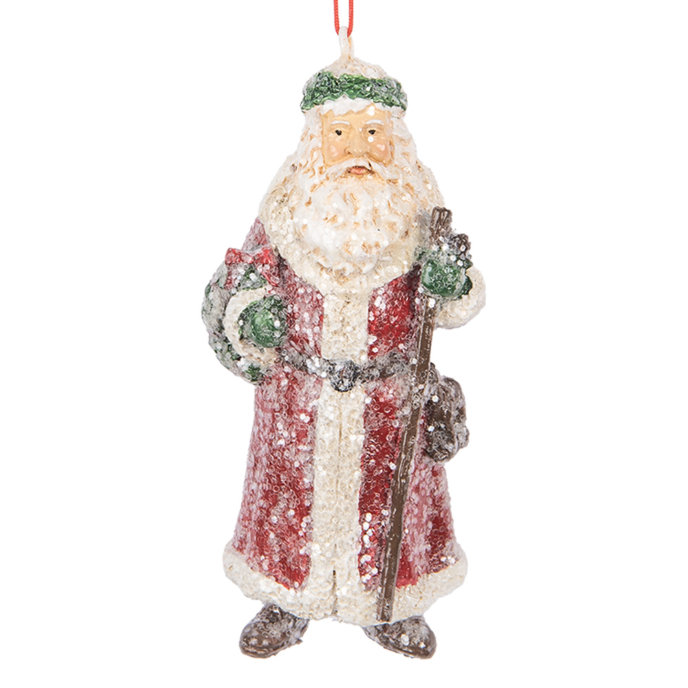 [6PR5708] Décoration pendentif Père Noël Rouge Blanc 5x4x12 cm