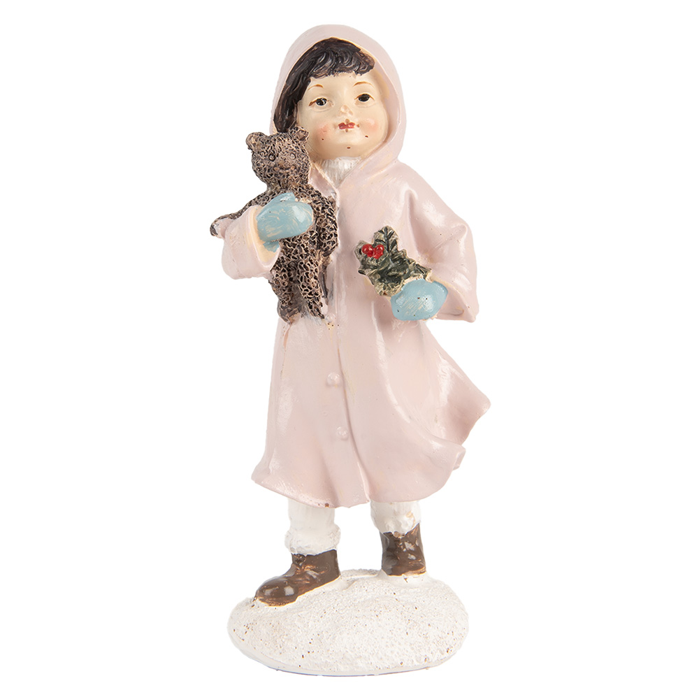 [6PR5727] Decorazione Natalizie Bambino Rosa Bianco 6x4x12 cm