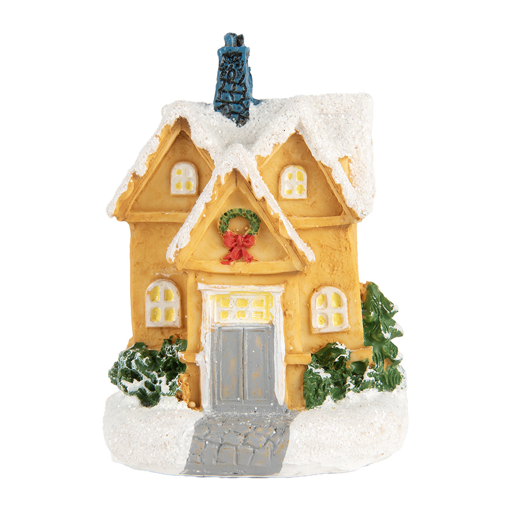[6PR5738] Dekoration Haus mit LED Gelb Weiß Ø 6x9 cm