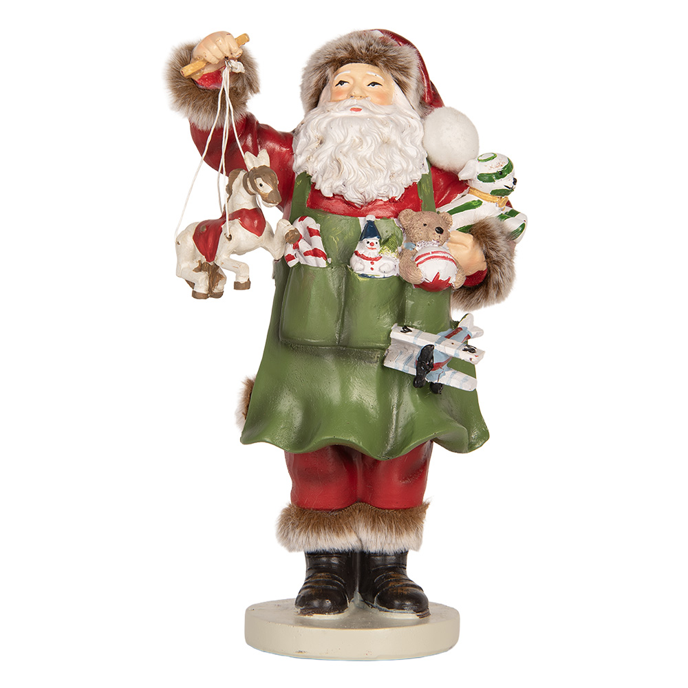 [6PR5748] Decorazione Natalizie Babbo Natale Verde Rosso 13x9x23 cm