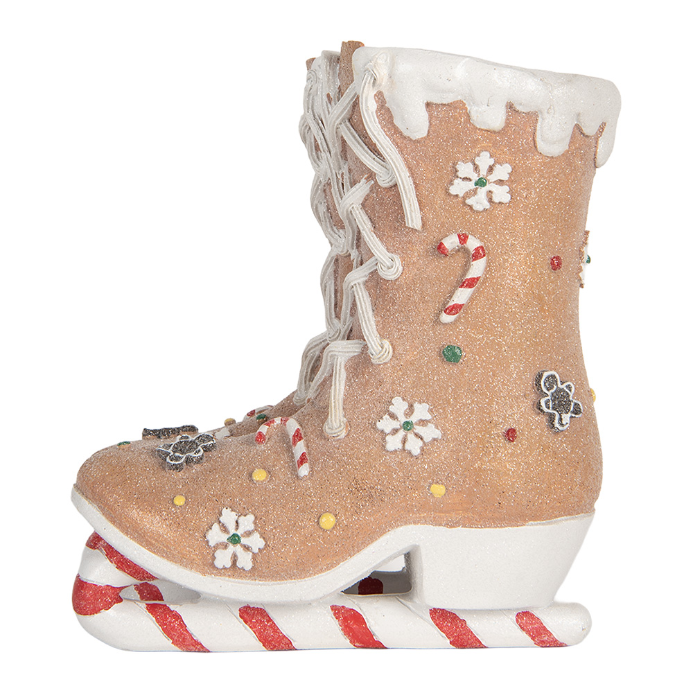 [6PR5780] Deko Schlittschuhe Braun Weiß 19x14x20 cm