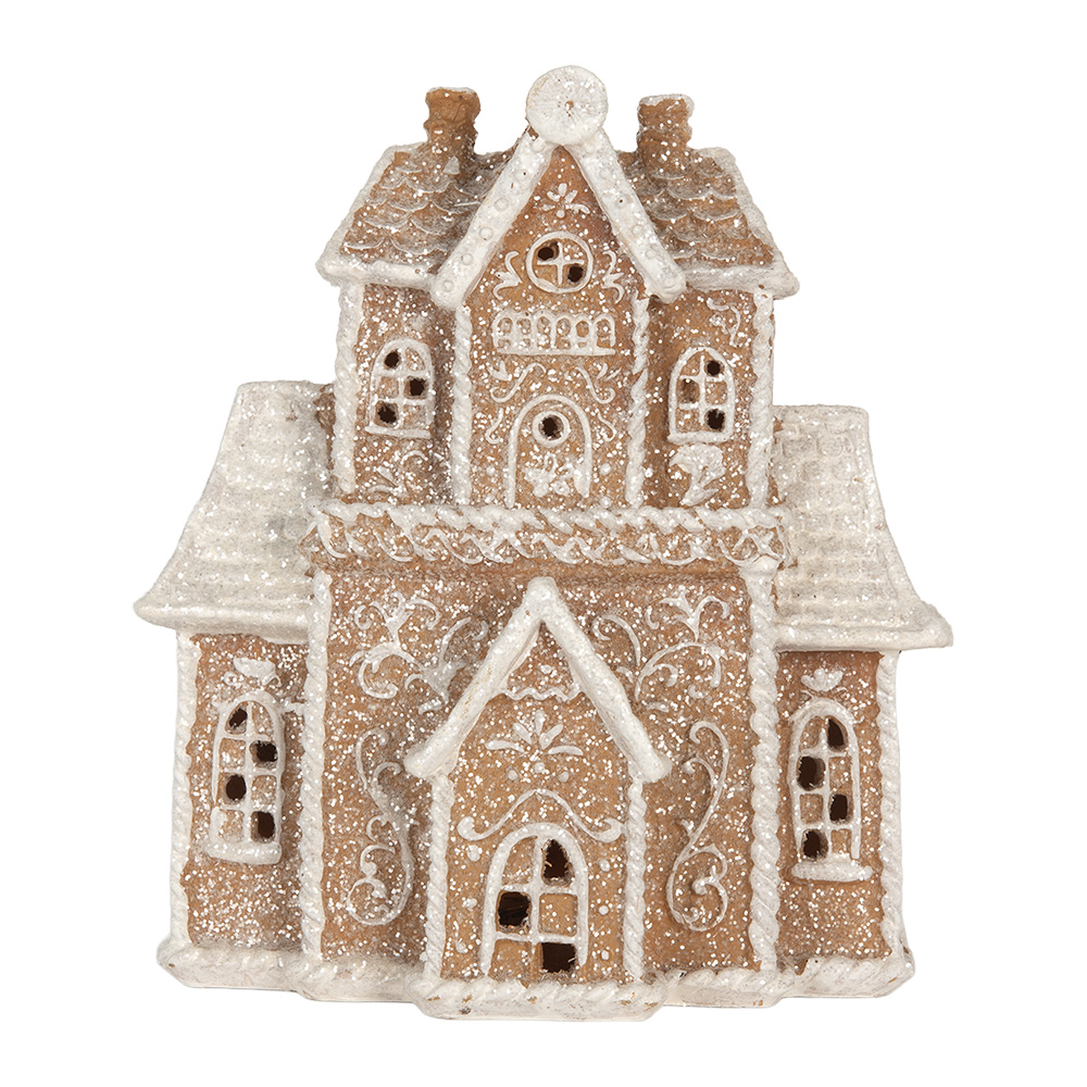 [6PR5805] Decorazione Casa con LED Marrone Bianco 18x9x20 cm