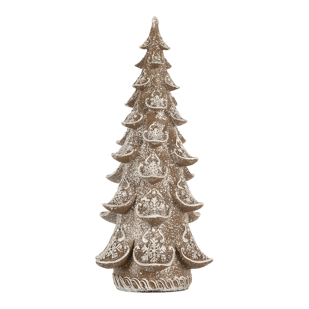 [6PR5818] Décoration de Noël Sapin de Noël Marron Blanc 12x12x25 cm