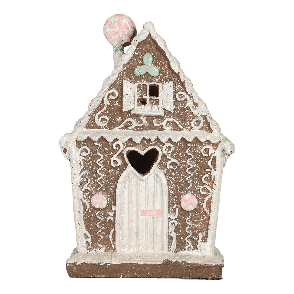[6PR5820] Decorazione Casa con LED Marrone Bianco 14x9x21 cm
