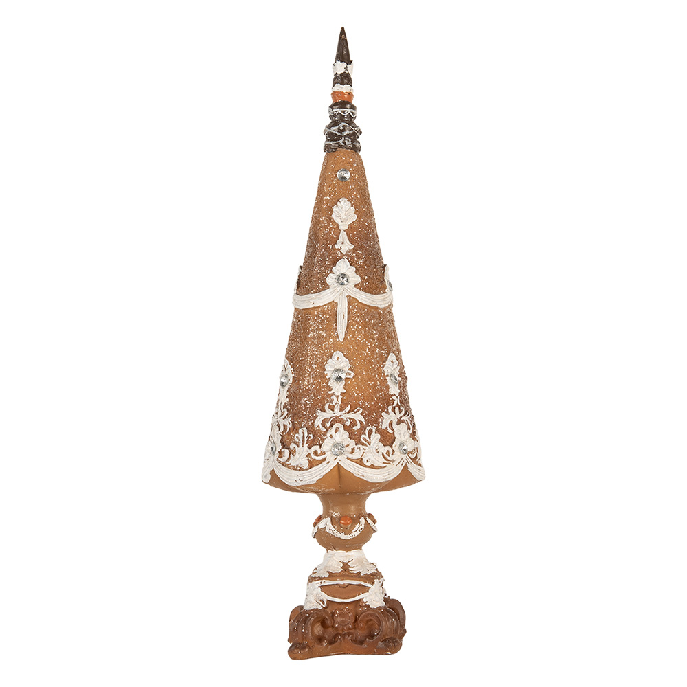 [6PR5835] Décoration de Noël Sapin de Noël Marron Blanc Ø 10x38 cm