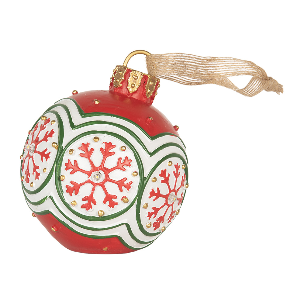 [6PR5859] Décoration pendentif Boule de Noël avec LED Rouge Blanc Ø 12x14 cm