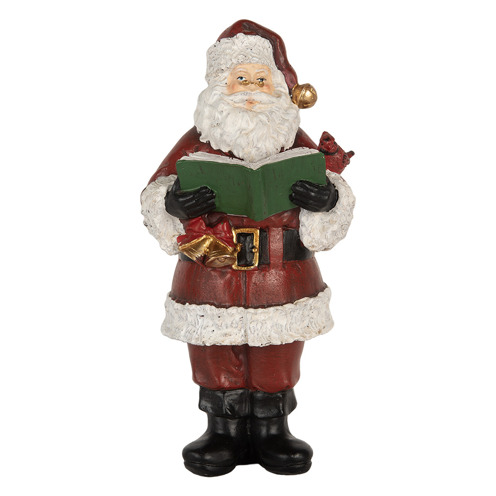 [6PR5863] Christmas Decoration Santa Claus with book Red White 10x10x21 cm