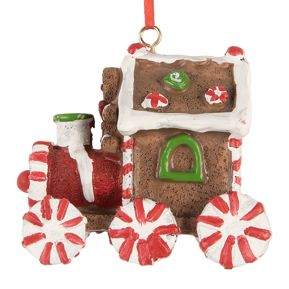 [6PR5864] Decorative Hanger Locomotive Brown Red 9x5x9 cm