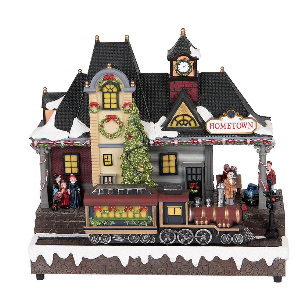 [6PR5873] Décoration Train avec LED Marron Vert 32x16x30 cm / 3xAA