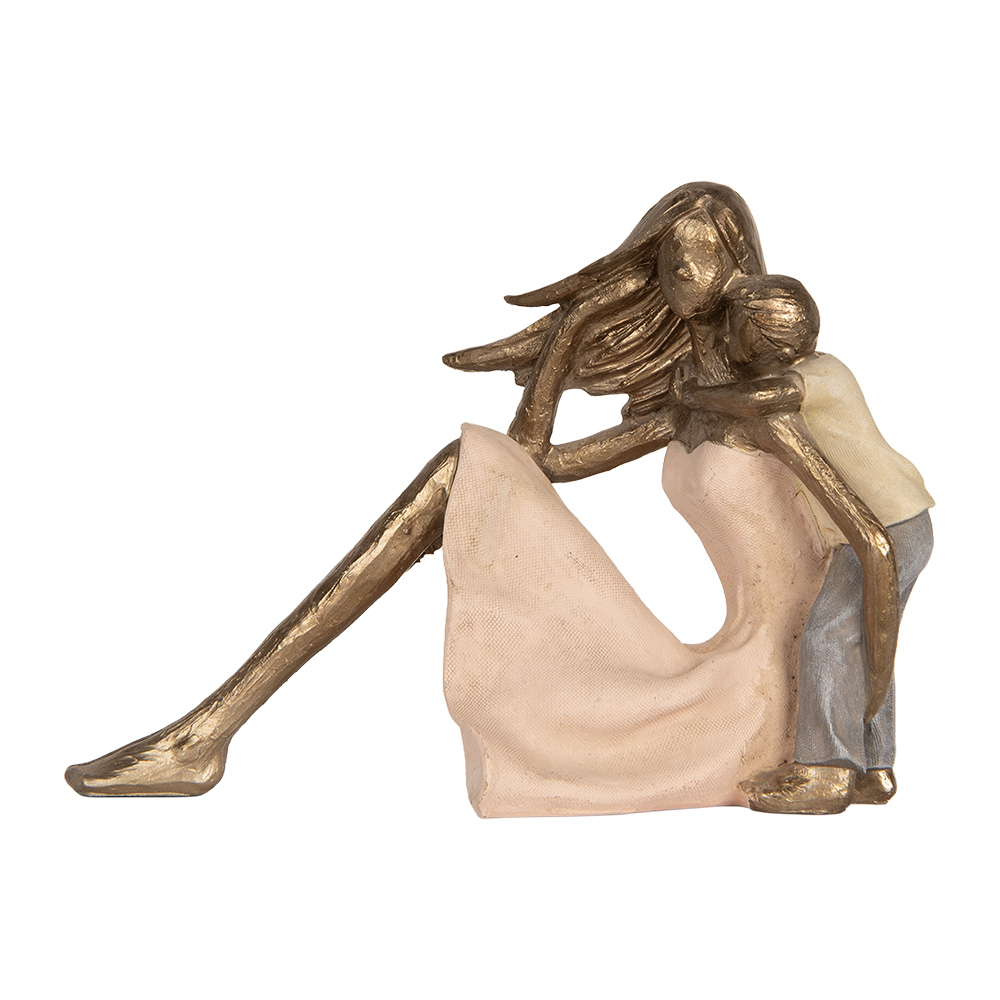 [6PR5900] Decoration Mother with Child Gold colored Pink 23x9x16 cm