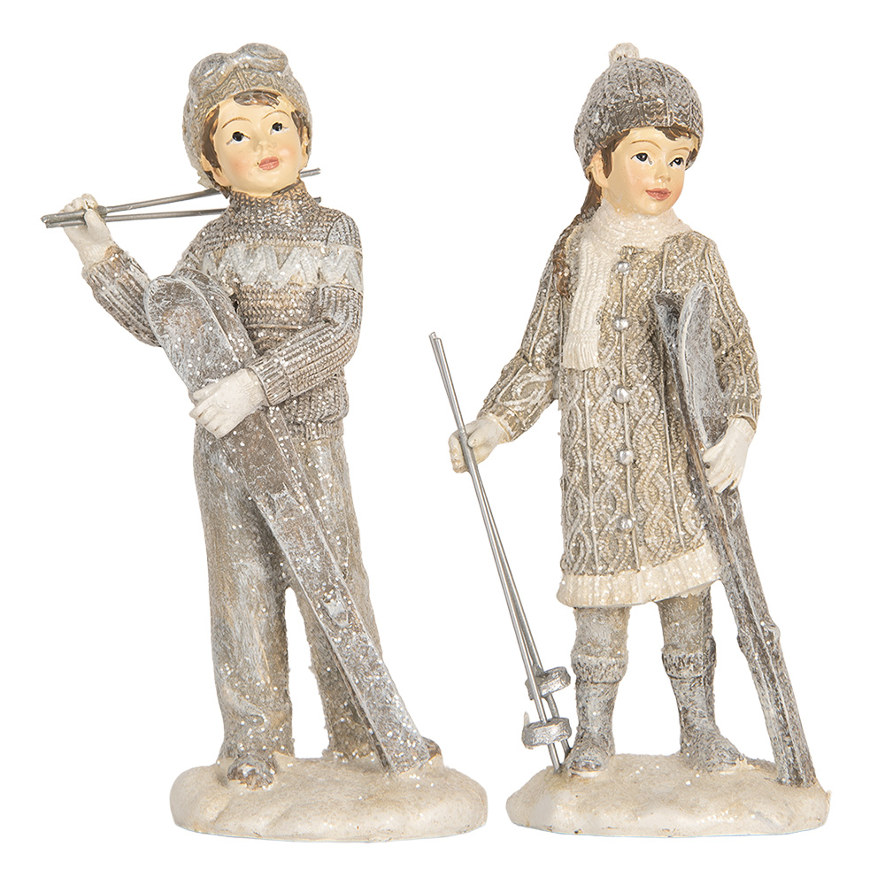 [6PR5921] Décoration de Noël Enfants (set de 2) Gris 8x5x15 cm