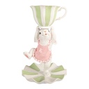 Decorazione Coniglio Bianco Verde Ø 15x24 cm
