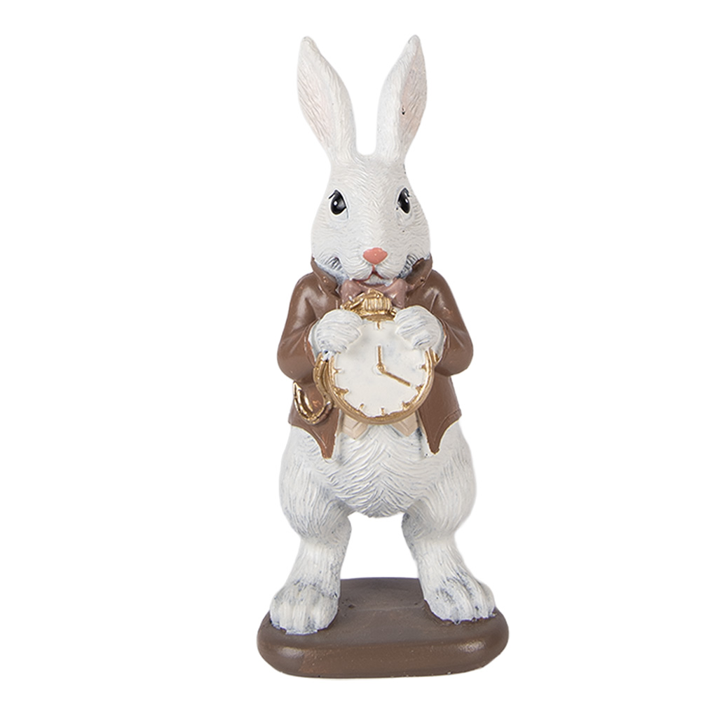 [6PR5970] Decoration Rabbit White Brown 7x7x16 cm