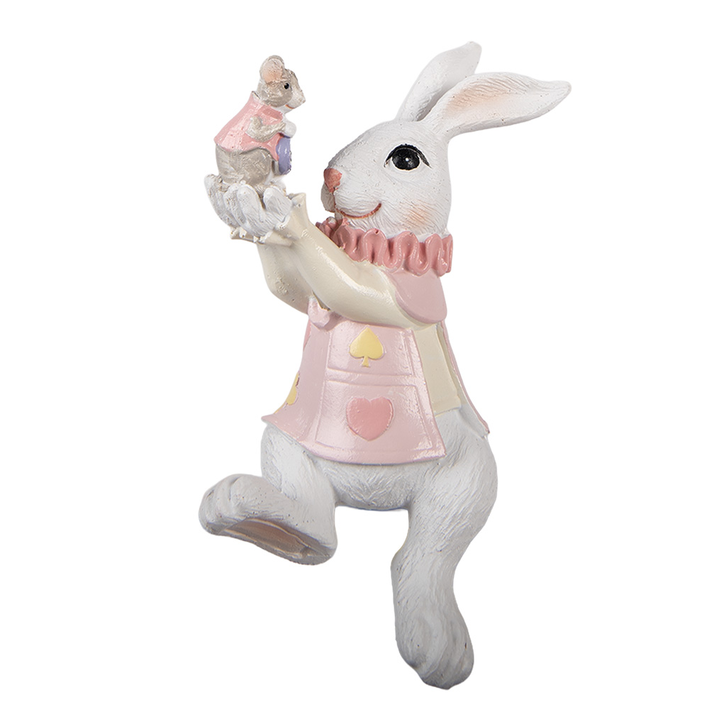 [6PR5975] Decoration sitting Rabbit White Pink 9x9x14 cm