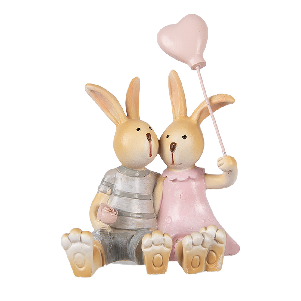 [6PR5981] Decoration Rabbits Brown Pink 8x6x10 cm