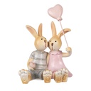 Decoration Rabbits Brown Pink 8x6x10 cm