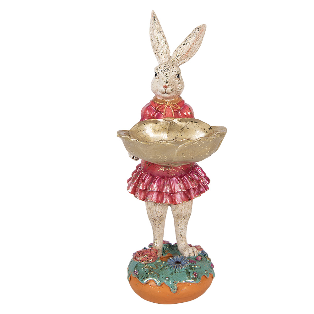 [6PR6019] Decoratie konijn met schaal 11x14x30 cm