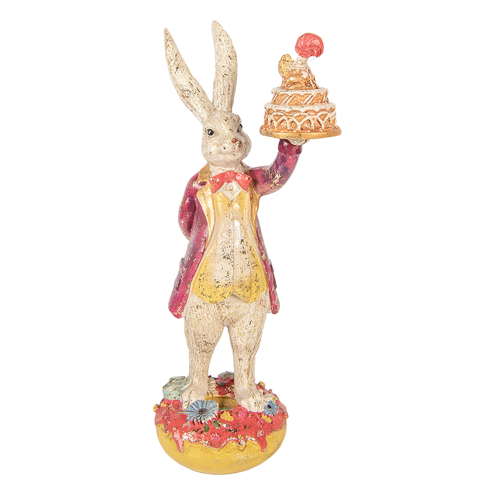 [6PR6021] Decoratie konijn met taart 14x10x30 cm