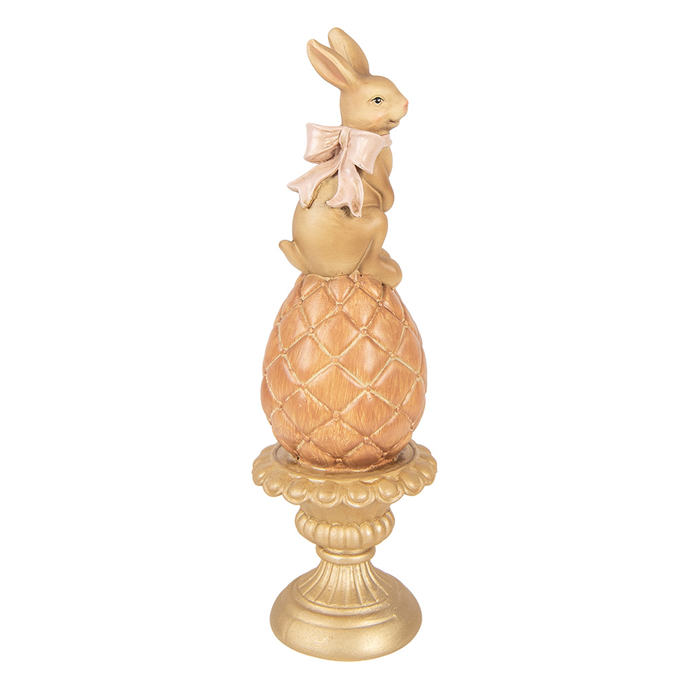[6PR6064] Décoration Lapin sur uf Marron Couleur or Ø 8x27 cm