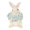 Décoration Lapin Blanc Bleu 9x10x13 cm