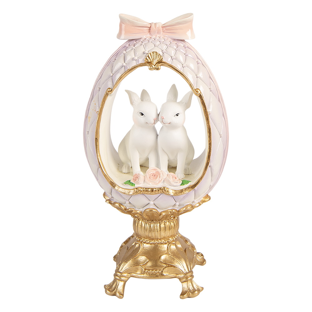 [6PR6101] Decoratie ei met konijnen 17x12x31 cm