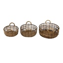 Storage Baskets Set of 3 Brown Ø 39x15 / Ø 34x13 / Ø 29x11 cm