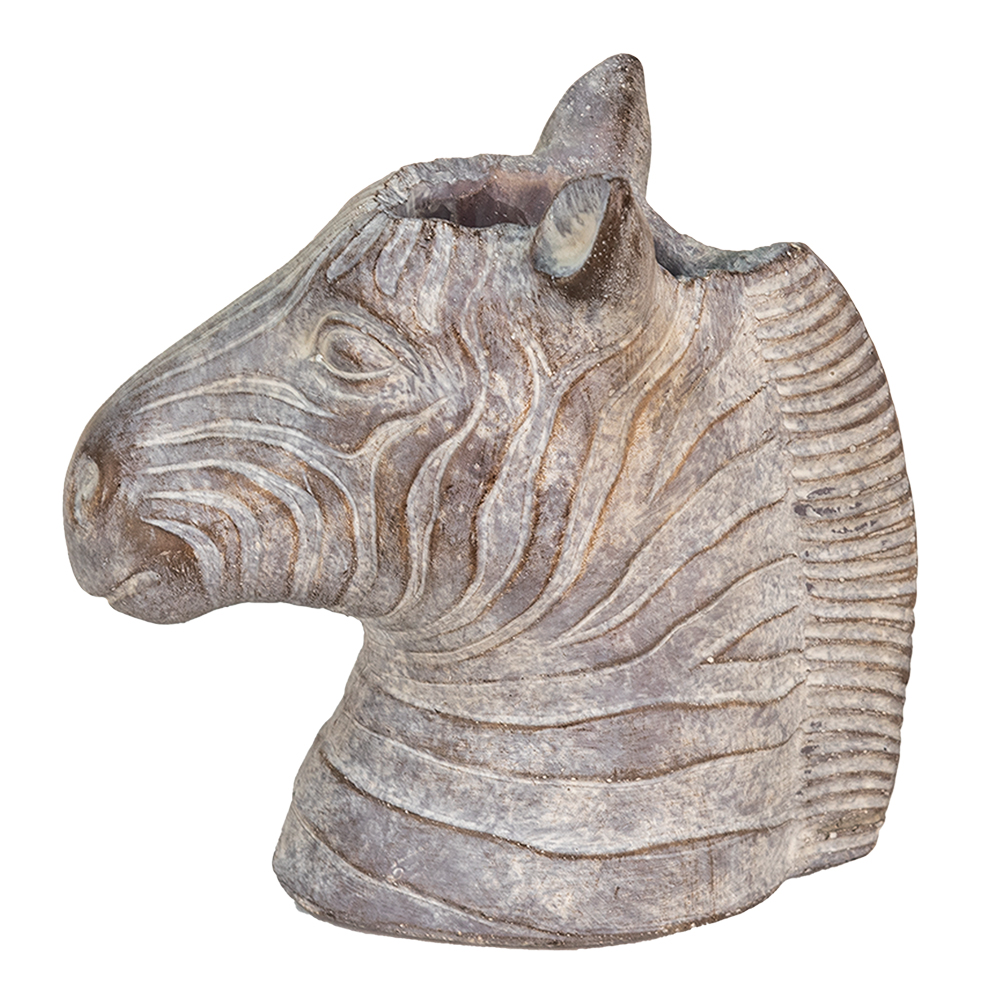 [6TE0387] Flower Pot Inside Horse Grey 16x10x15 cm