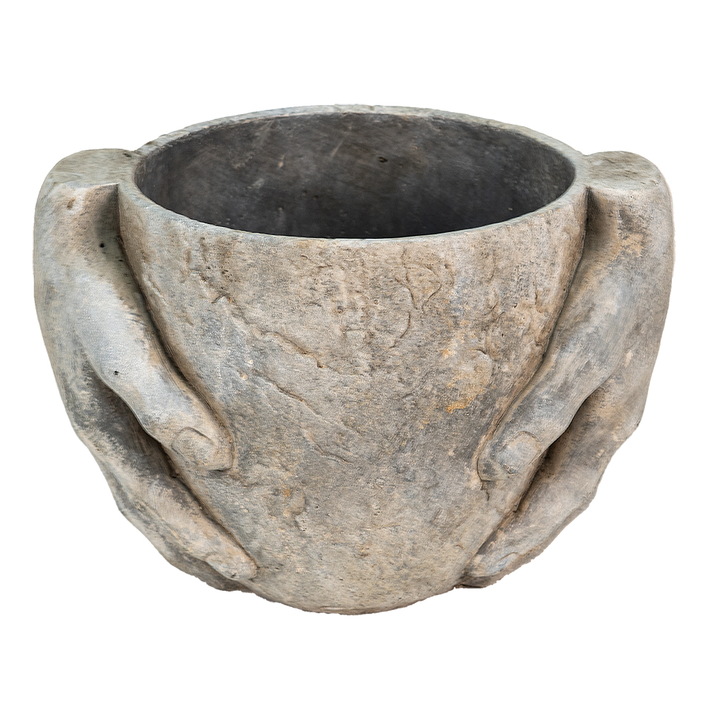 [6TE0392] Vaso Porta Pianta Grigio 28x21x19 cm
