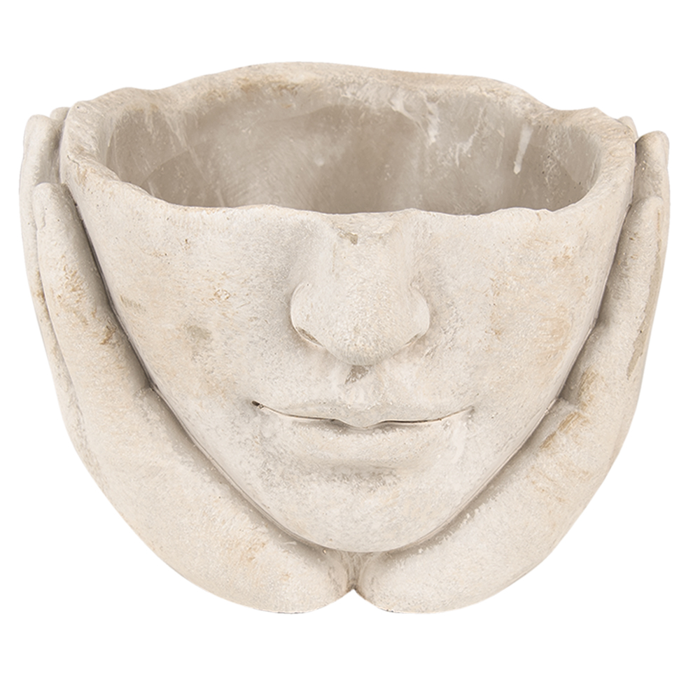 [6TE0413S] Vaso Porta Pianta Capo Grigio, Beige 17x17x11 cm