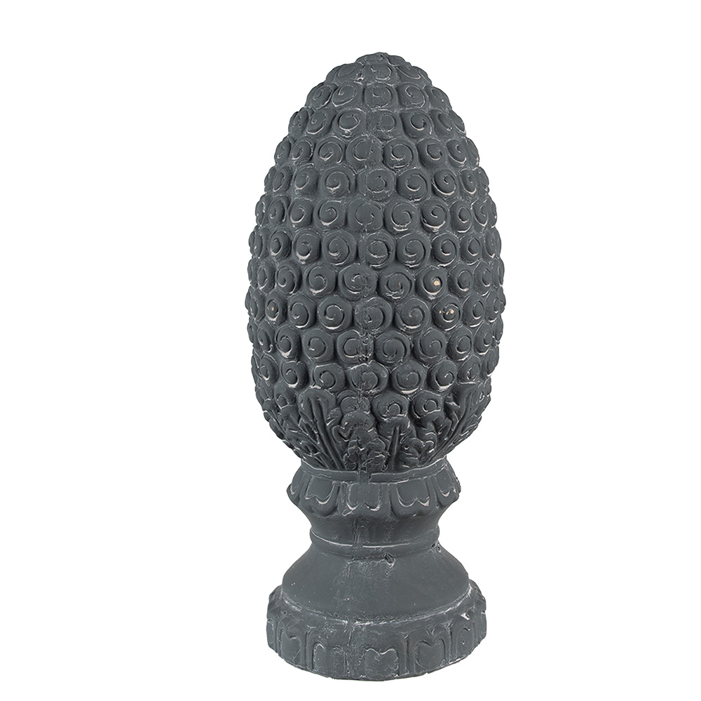[6TE0473M] Decoration Statue Pinecone Grey Ø 13x31 cm