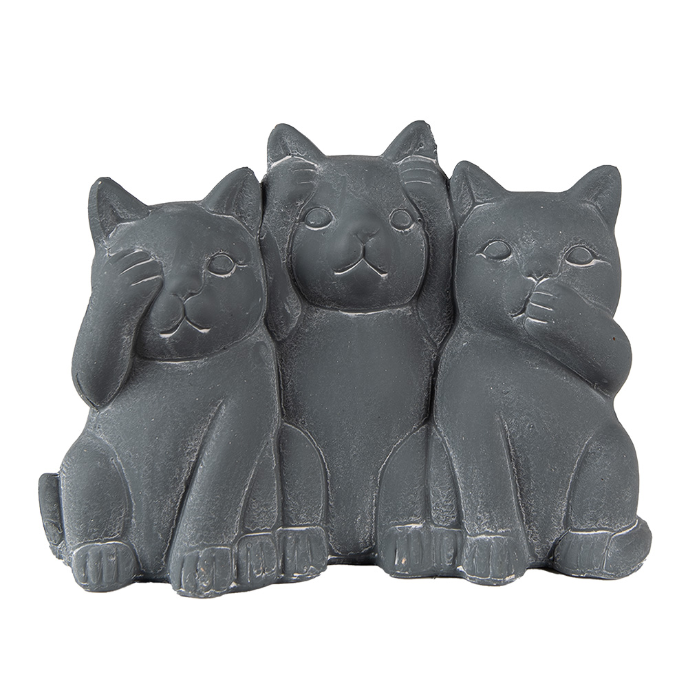 [6TE0475] Deko Katze Grau 22x10x16 cm