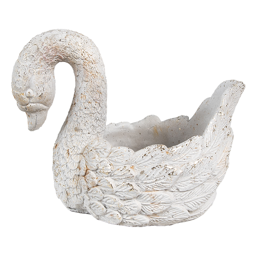 [6TE0548] Flower Pot Inside White Gold colored 19x11x15 cm