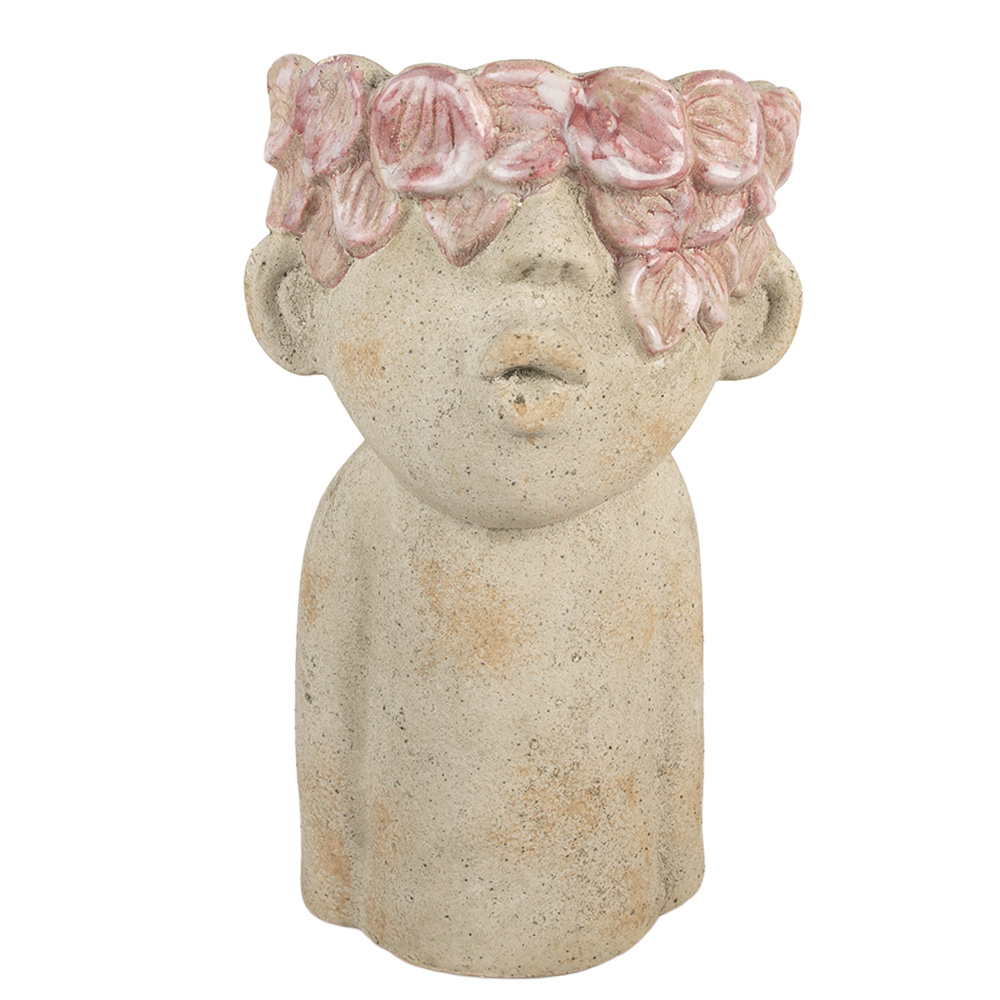 [6TE0584L] Blumentopf für Innen Beige Rosa 20x19x31 cm