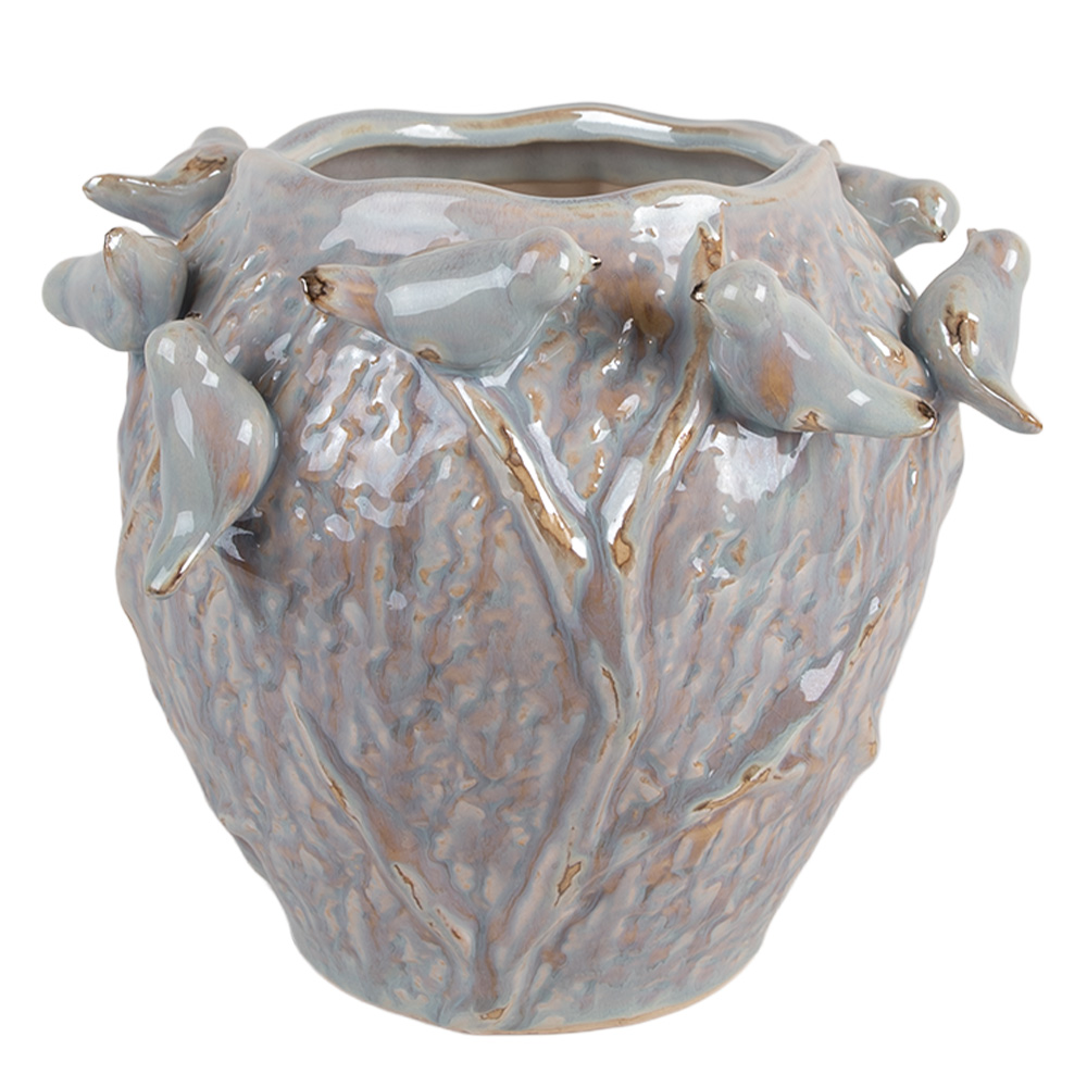 [6TE0586] Vaso Porta Pianta Blu Ø 25x20 cm