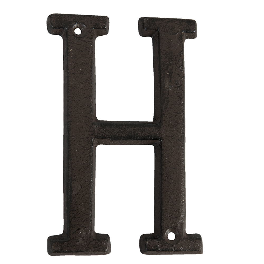 [6Y0840-H] Iron Letter H Brown 8x1x13 cm