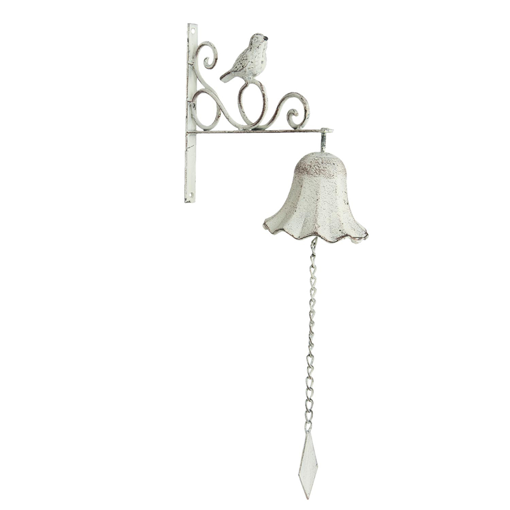 [6Y1527] Cloche de Porte en Fonte Blanc 24x10x49 cm