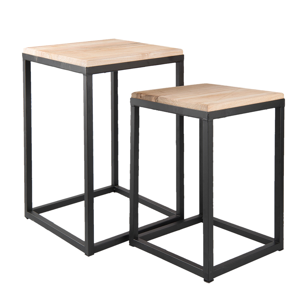 [6Y2510] Bijzettafel (2) 36x36x52 cm / 31x31x42 cm