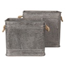 Decoratie ijzeren teil (2) 44x26x39 / 38x22x33 cm