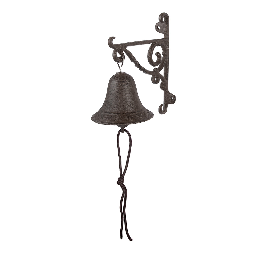 [6Y4315] Cloche de Porte en Fonte Marron 14x11x18 cm